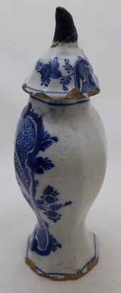 Antike Delfter blaue Vase mit Deckel