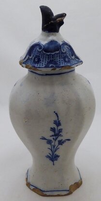 Antike Delfter blaue Vase mit Deckel