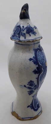 Antike Delfter blaue Vase mit Deckel